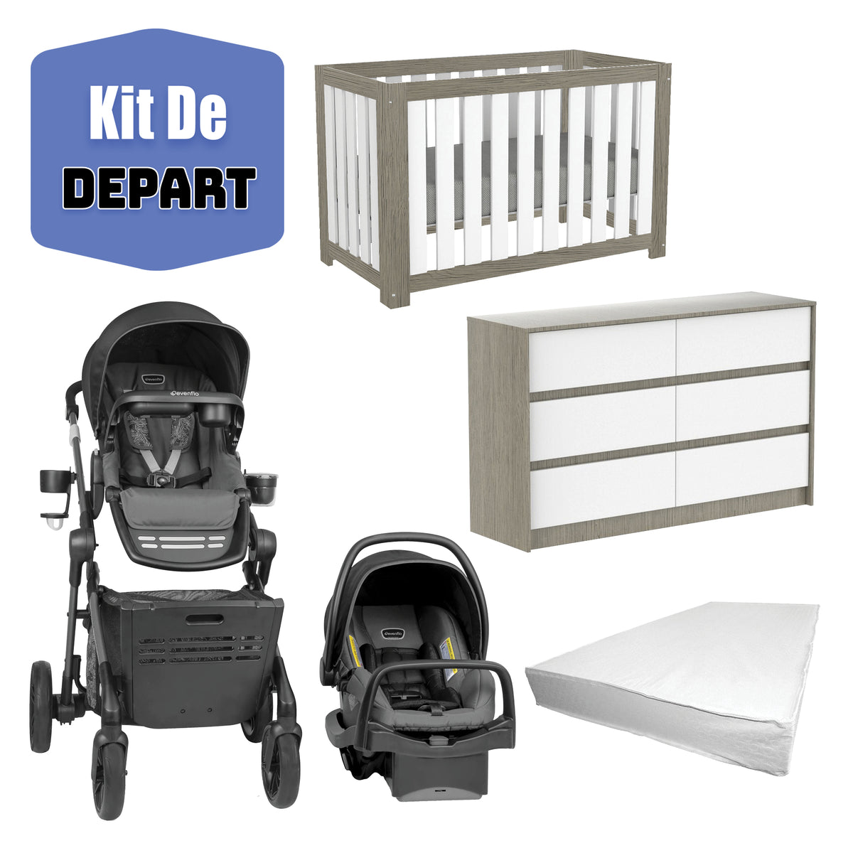 Kit complet chambre de bebe poussette even flo lit convertible et m Bebelelo