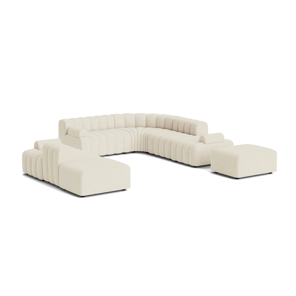grand canapé en l en tissu doux bouclé