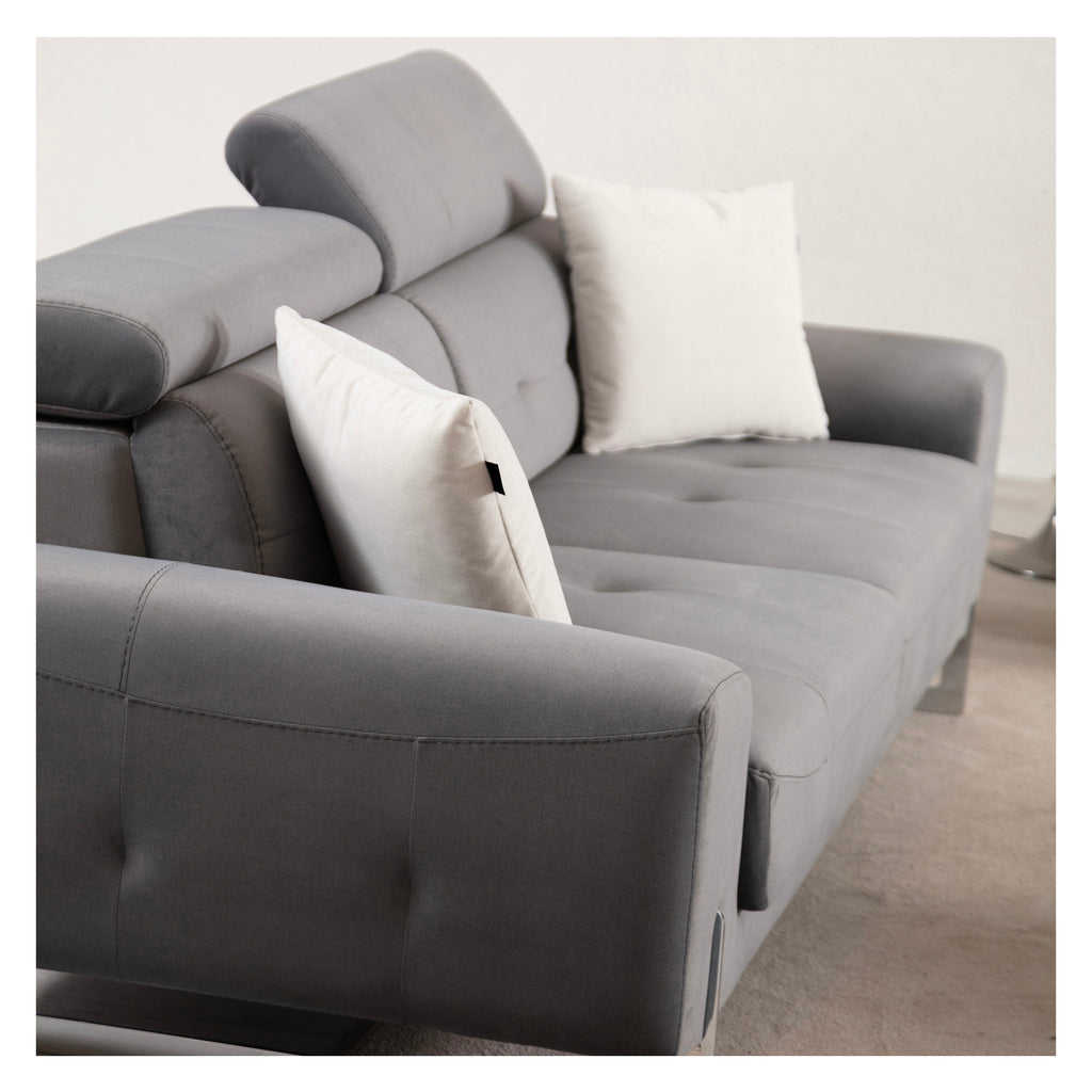 canapé modulable gris spacieux avec méridienne