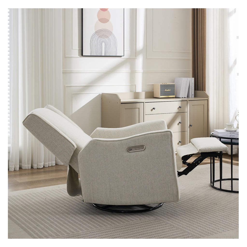 modern beige electric nursery glider chair for feeding and napping