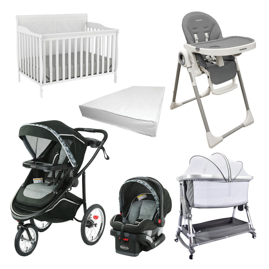 Kit essentiel bébé : poussette graco, bassinette boobeyeh et matelas