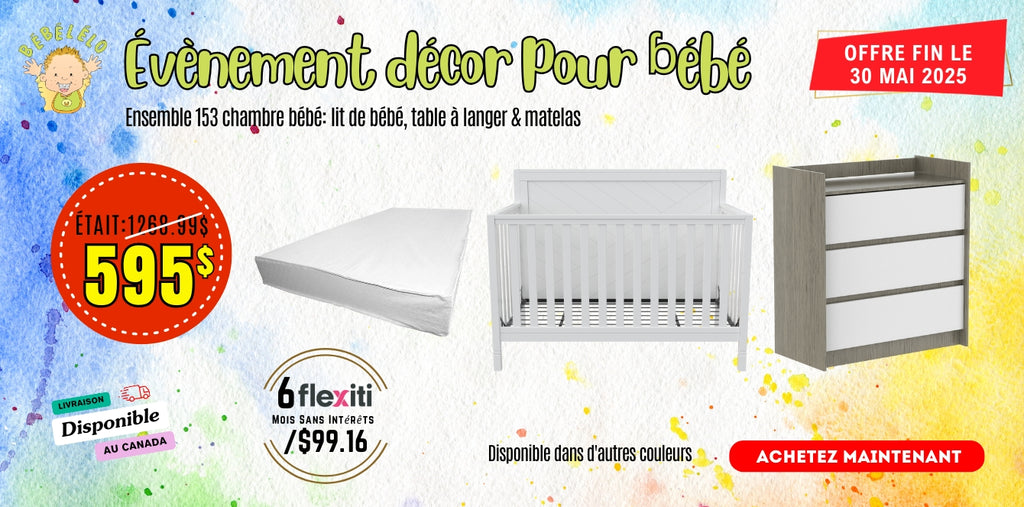Ensemble 153 chambre bébé: lit de bébé, table à langer & matelas