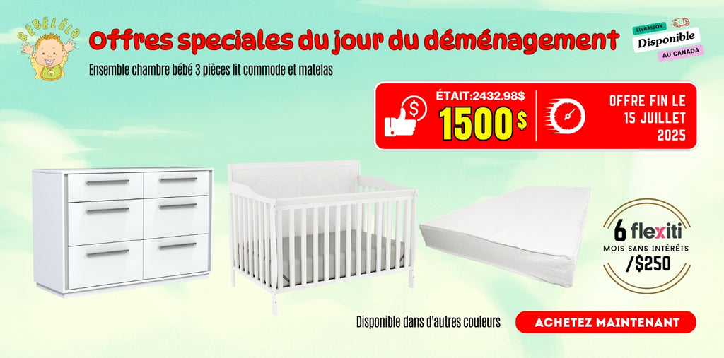 Ensemble chambre bébé 3 pièces lit commode et matelas