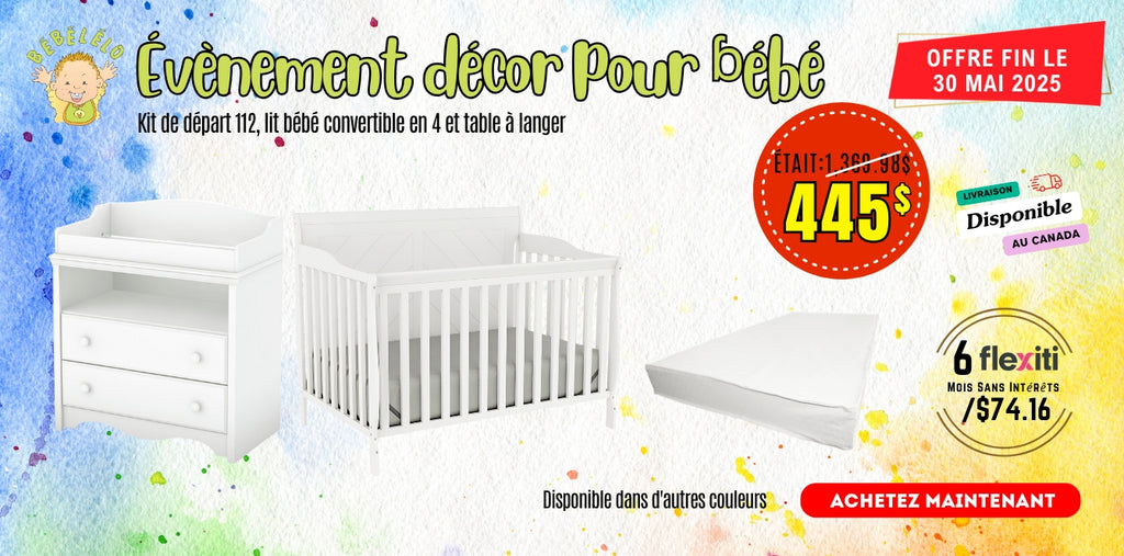 Kit de départ 112, lit bébé convertible en 4 et table à langer
