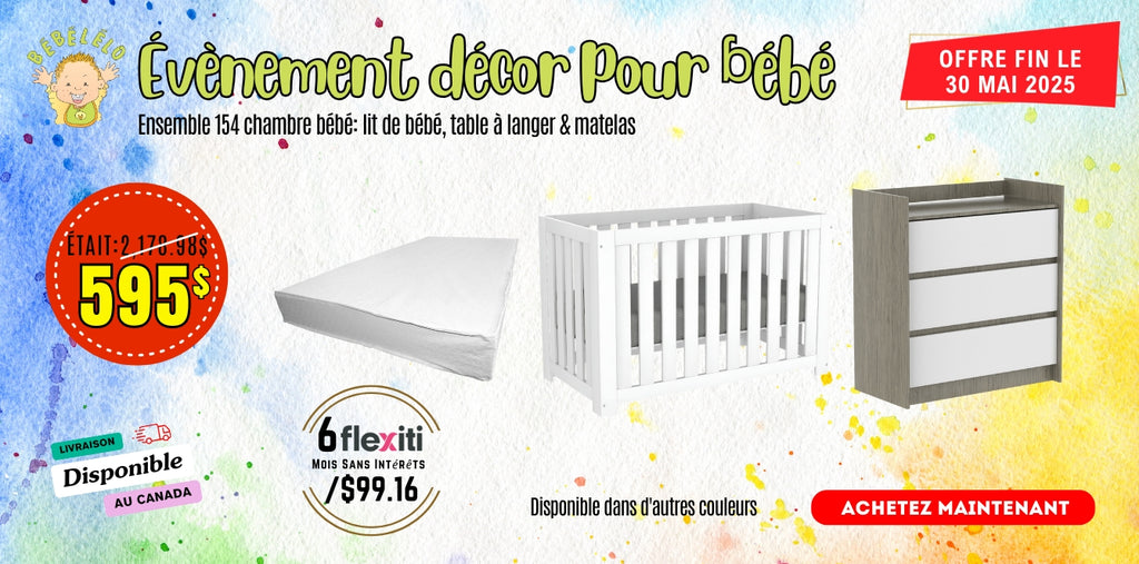 Ensemble 154 chambre bébé: lit de bébé, table à langer & matelas