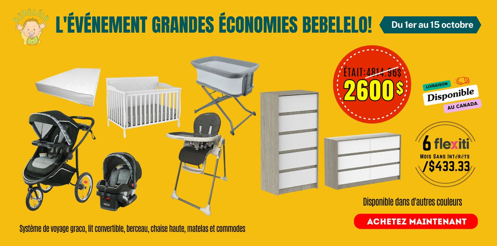 Système de voyage graco, lit convertible, berceau, chaise haute, matelas et commodes