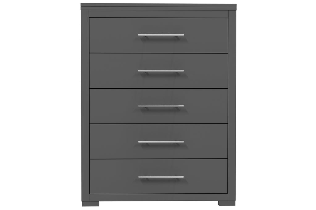 Barton commode de rangement 5 tiroirs pour chambre, gris foncé