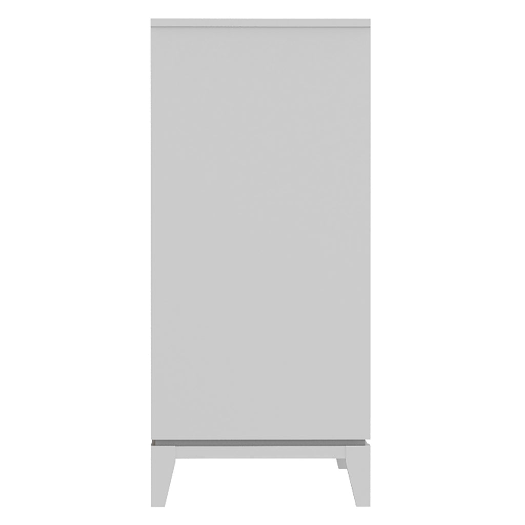 Commode 3 tiroirs moderna pour chambre, gris et blanc