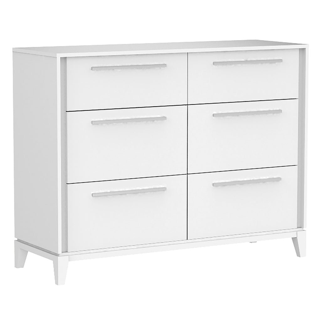 Bureau double 6 tiroirs moderna pour chambre, blanc