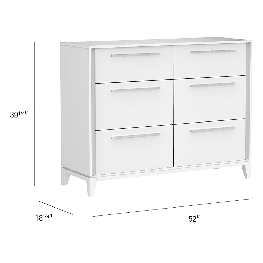 Bureau double 6 tiroirs moderna pour chambre, blanc