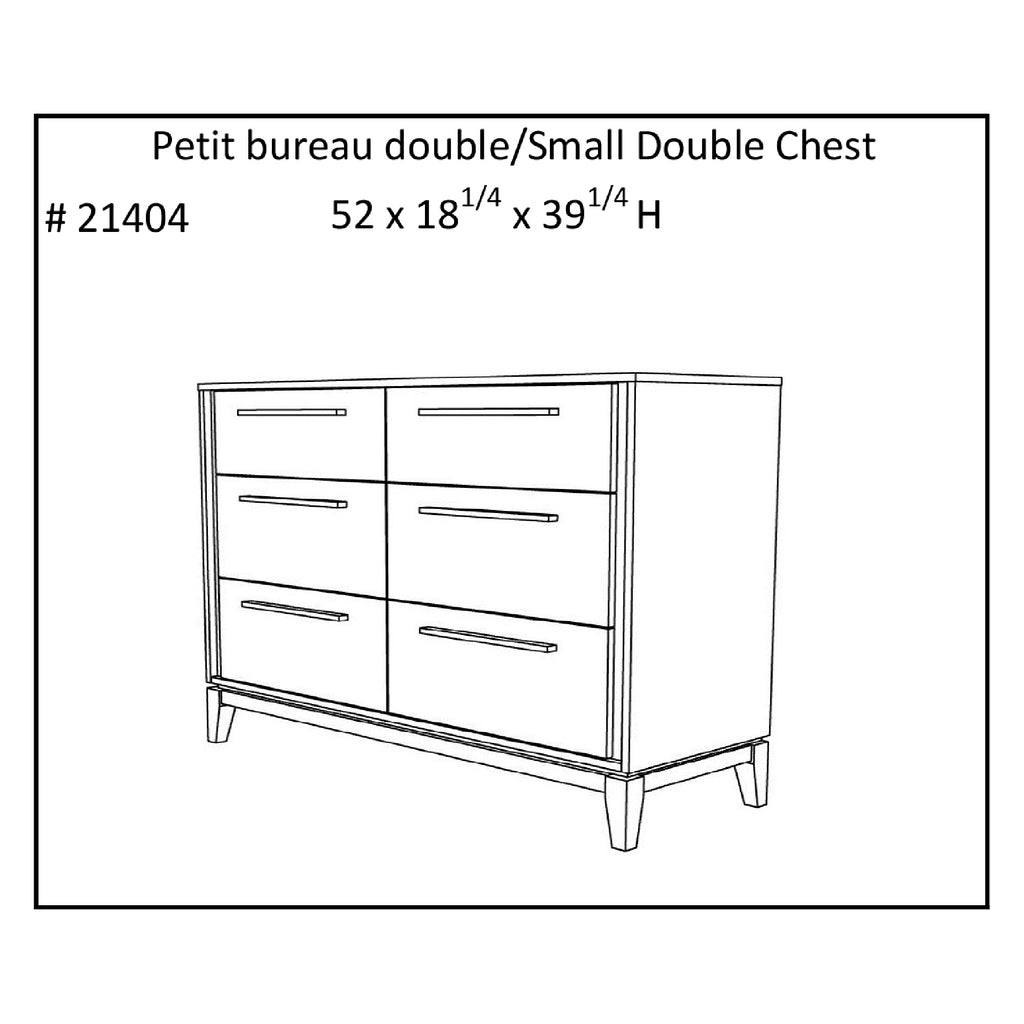 Bureau double 6 tiroirs moderna pour chambre, blanc