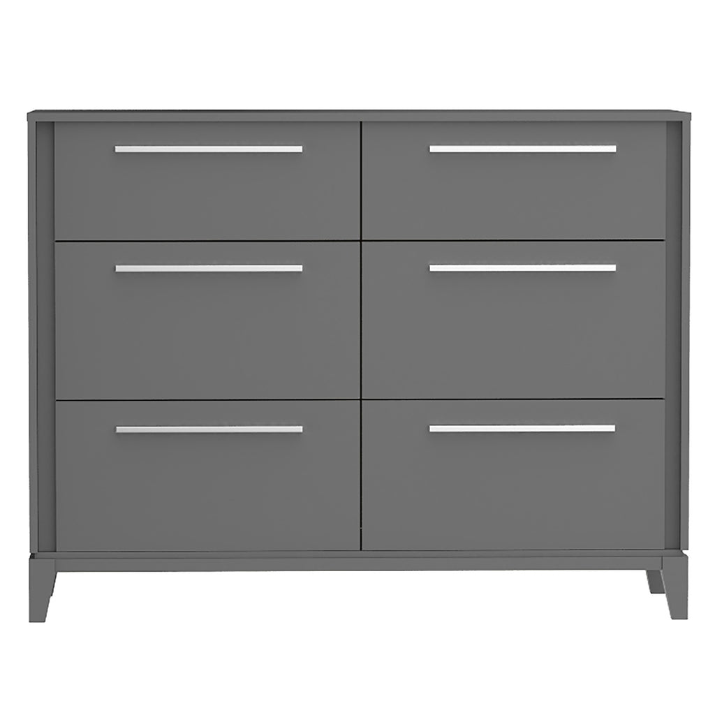 Bureau double 6 tiroirs moderna pour chambre, gris foncé