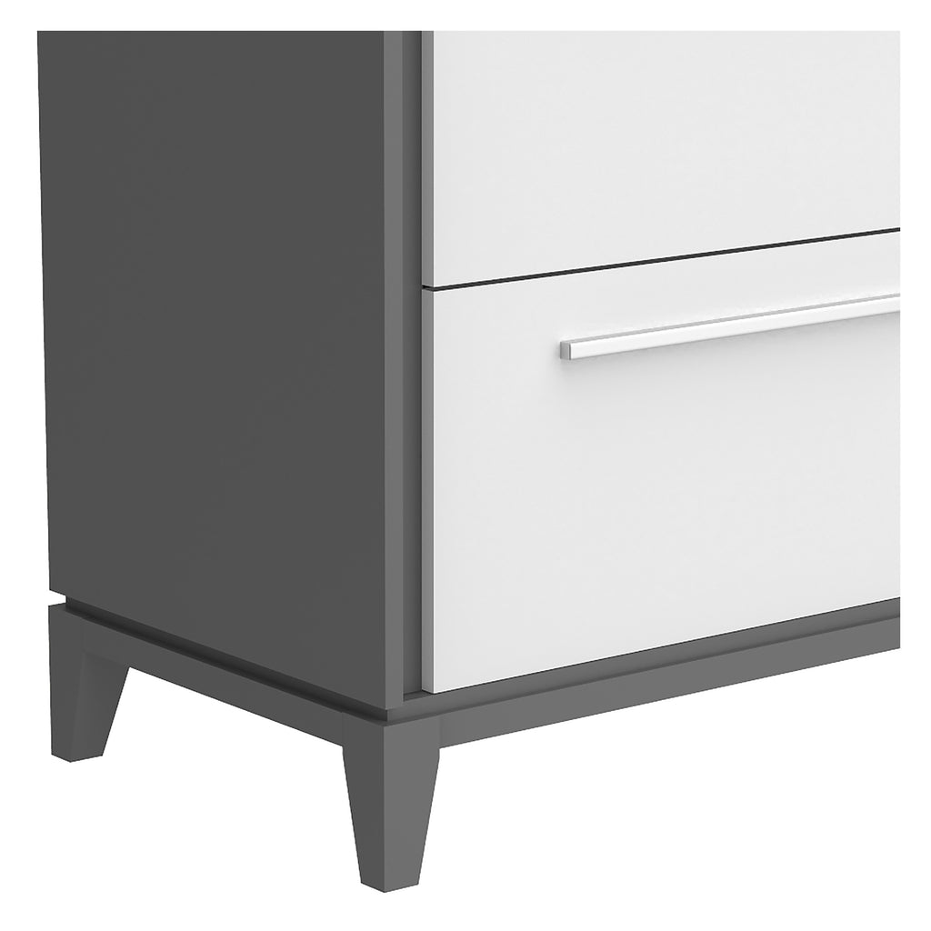Bureau double 6 tiroirs moderna pour chambre, gris foncé et blanc