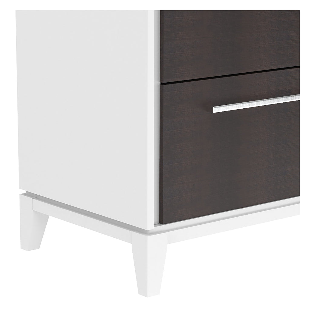 Commode 6 tiroirs moderna pour chambre, blanc et bois grange