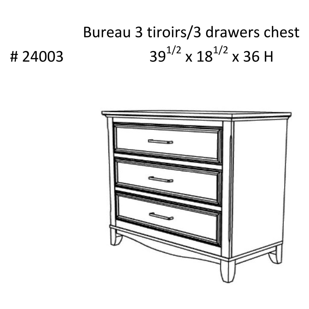 Commode 3 tiroirs bella pour chambre, gris foncé