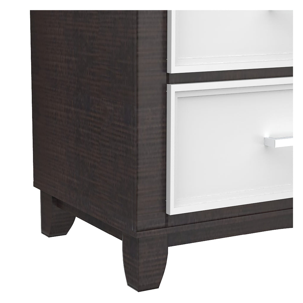 Petit bureau double 6 tiroirs bella pour chambre, blanc et bois grange