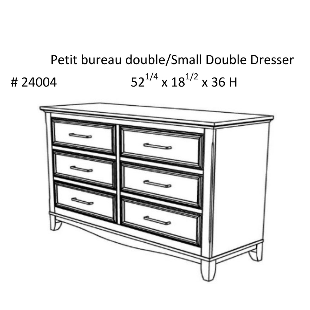 Petit bureau double 6 tiroirs bella pour chambre, blanc et bois grange