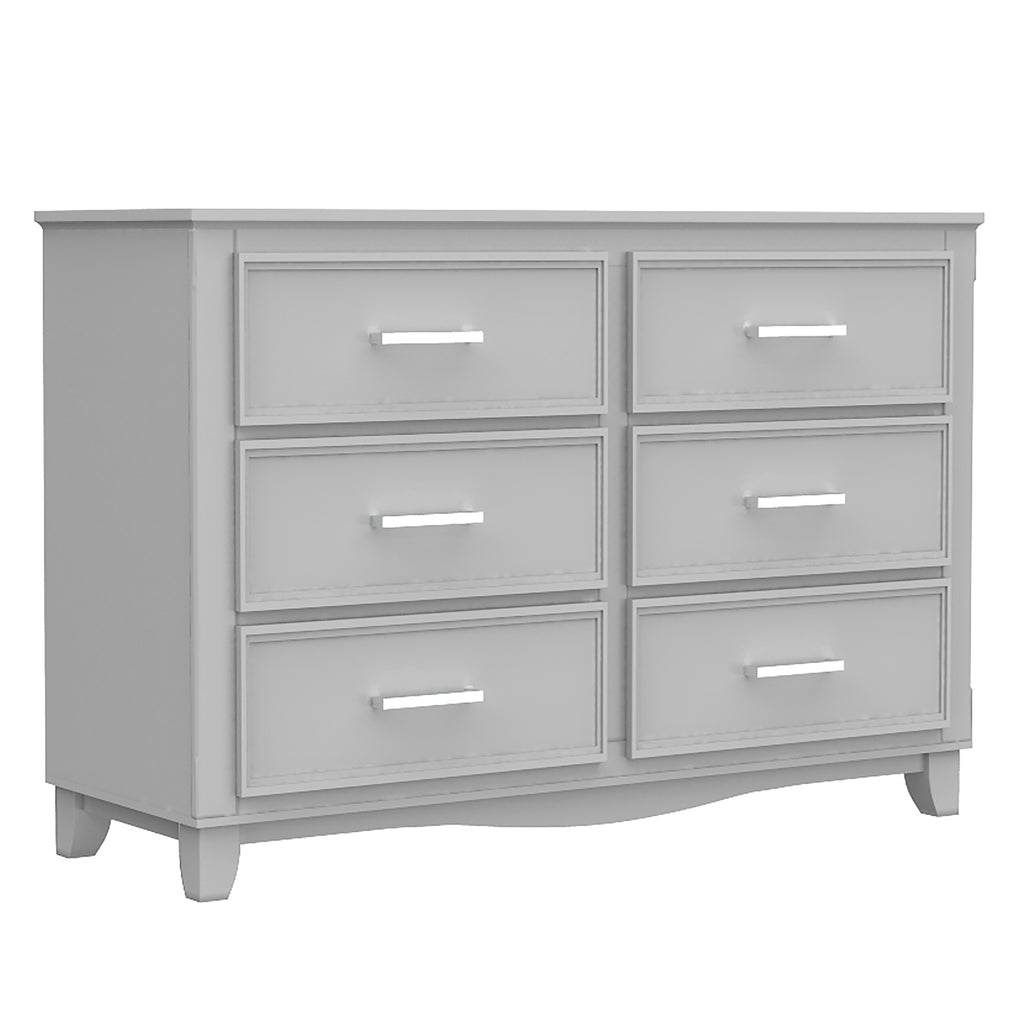 Petit bureau double 6 tiroirs bella pour chambre, gris clair