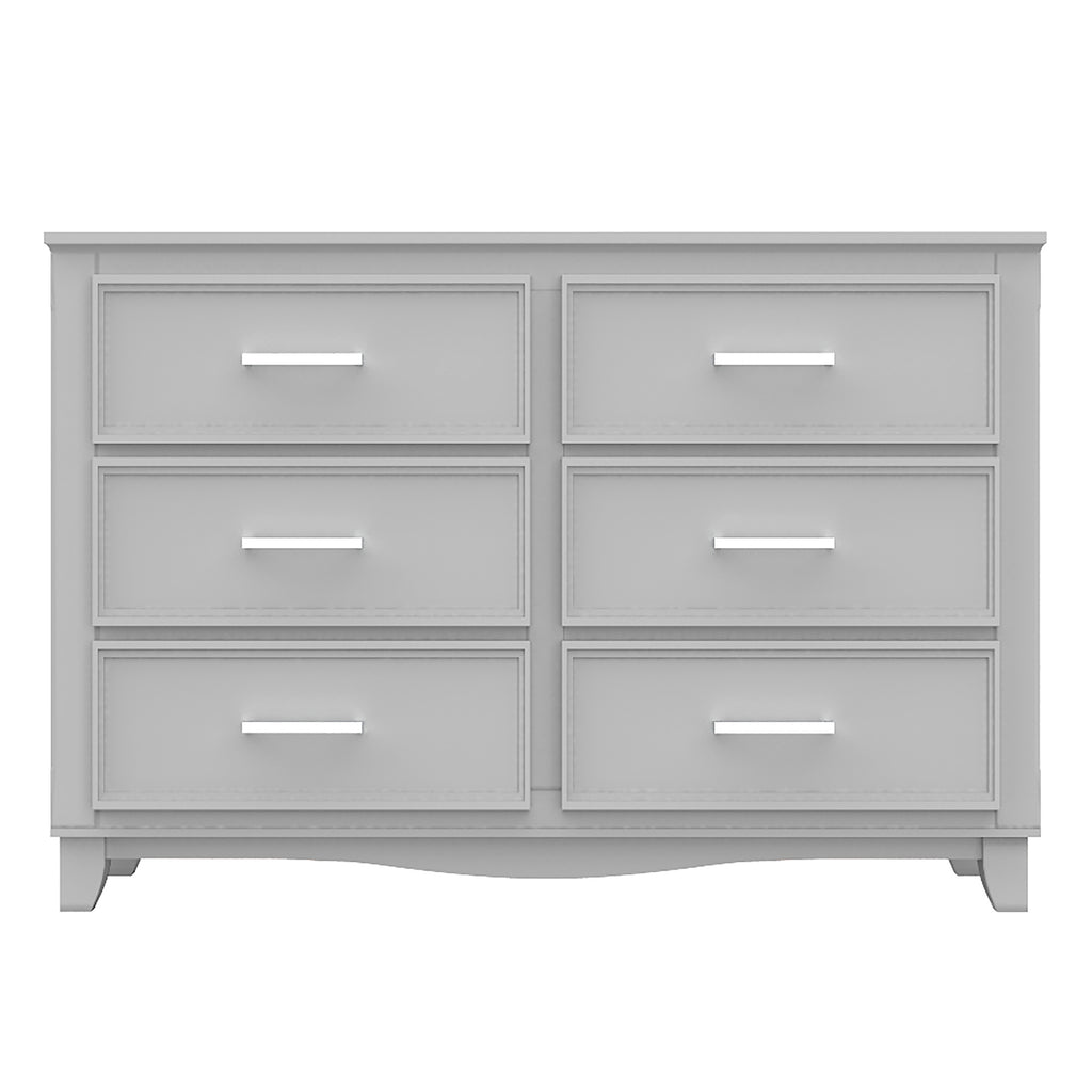 Petit bureau double 6 tiroirs bella pour chambre, gris clair