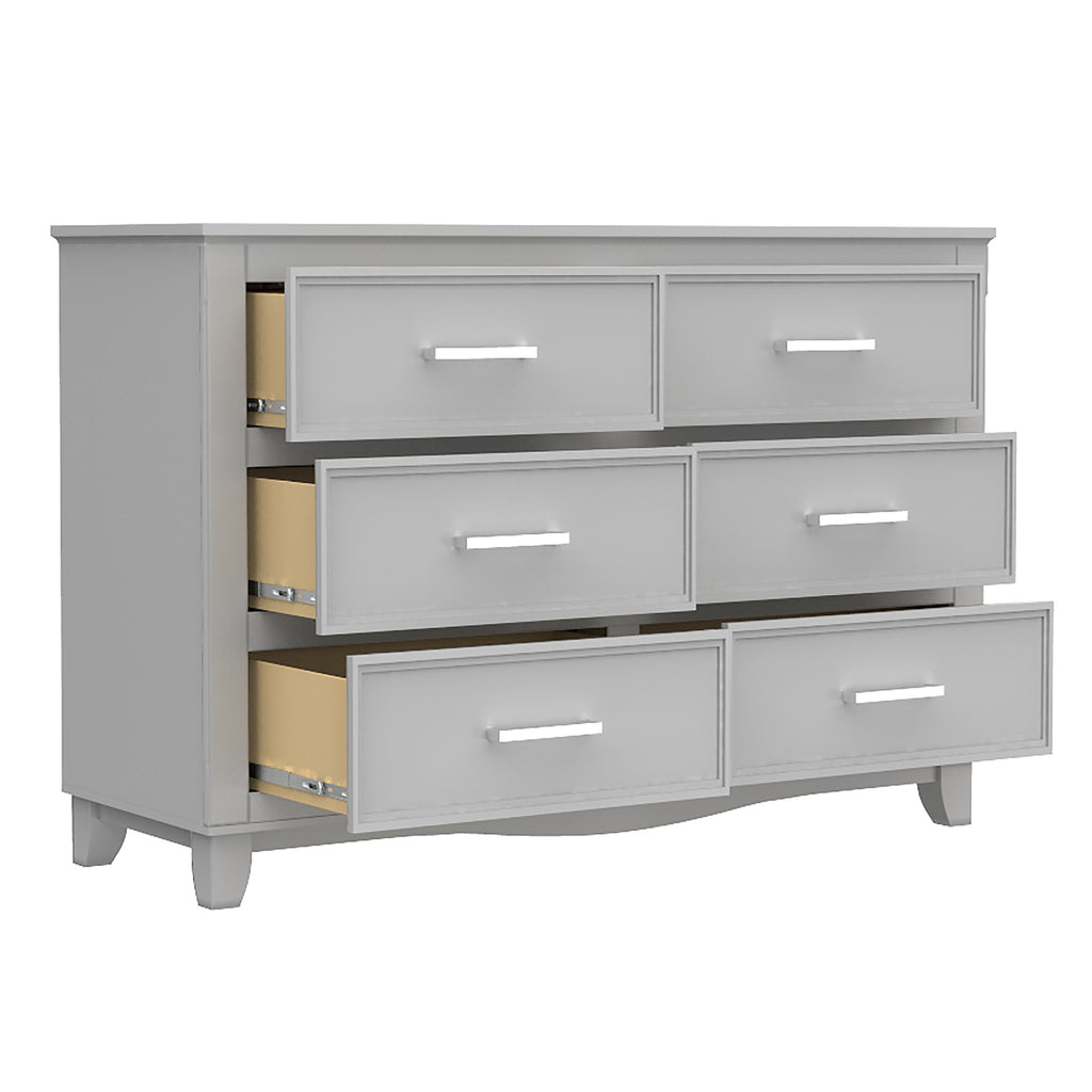 Petit bureau double 6 tiroirs bella pour chambre, gris clair