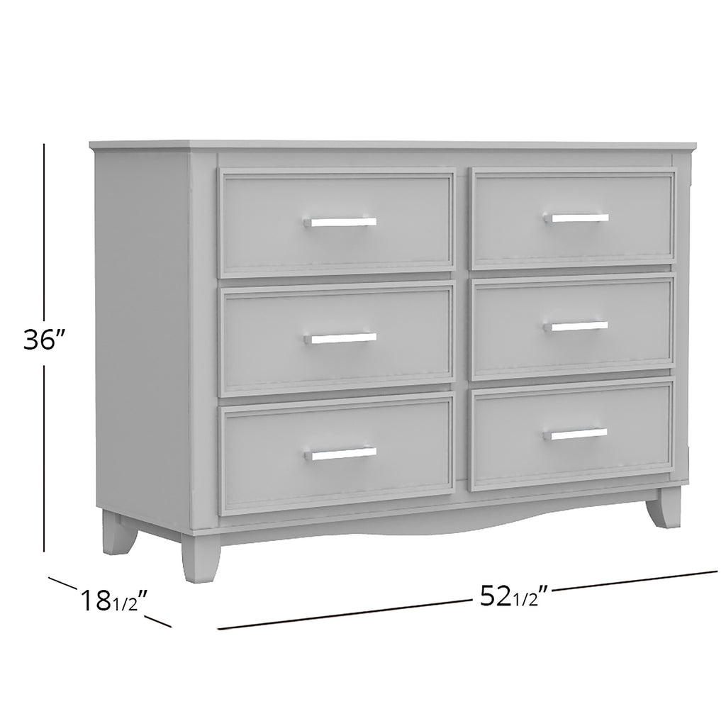 Petit bureau double 6 tiroirs bella pour chambre, gris clair