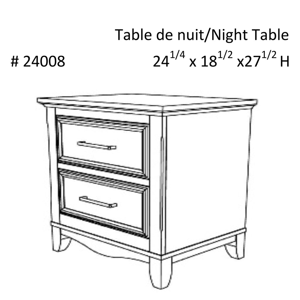 Table de nuit bella pour chambre, blanc et bois grange