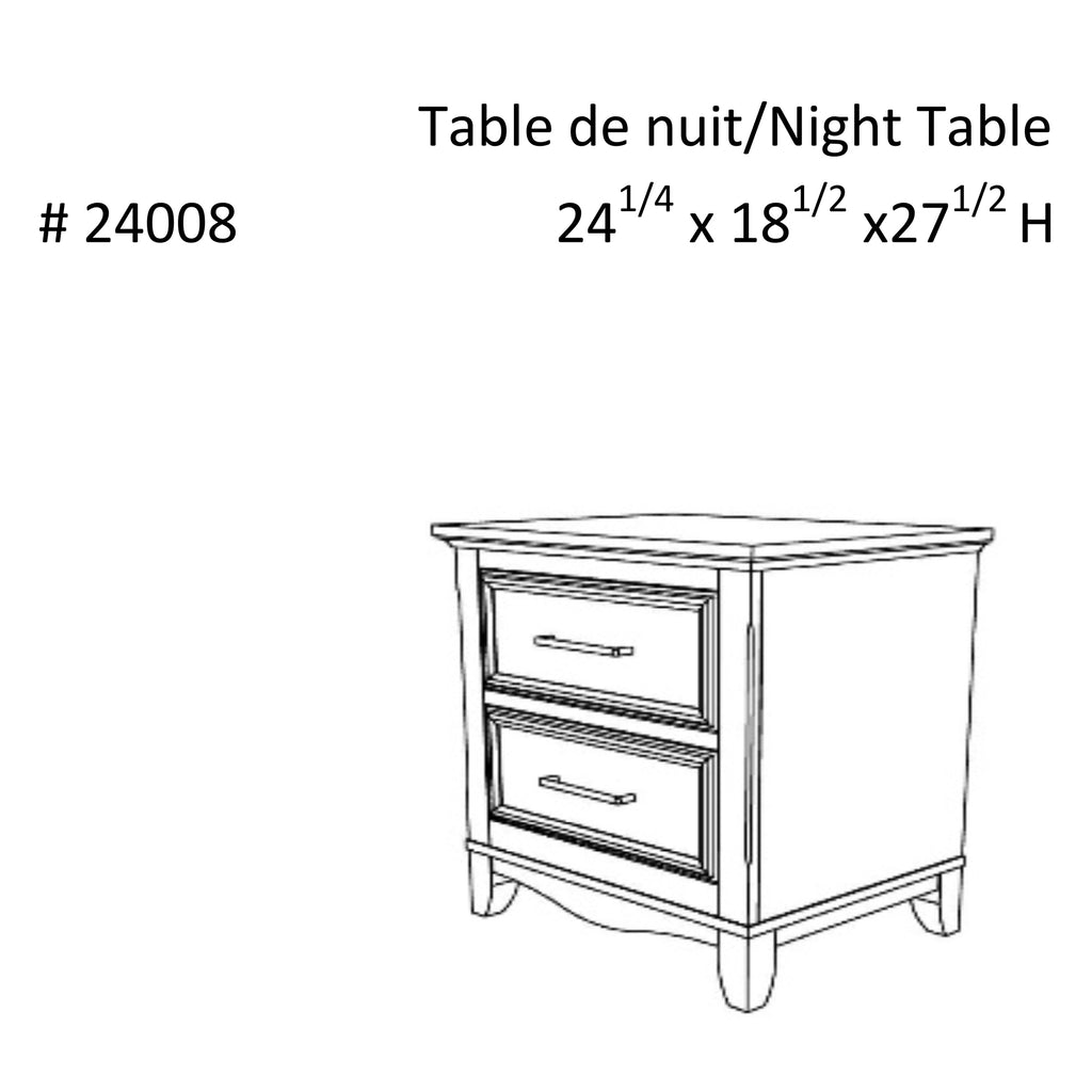 Table de nuit bella pour chambre, gris et blanc