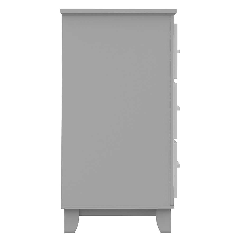 Bureau double 6 tiroirs bella pour chambre, gris et blanc