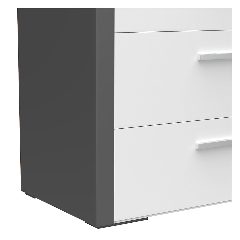 Commode 5 tiroirs gabriella pour chambre, gris foncé & blanc