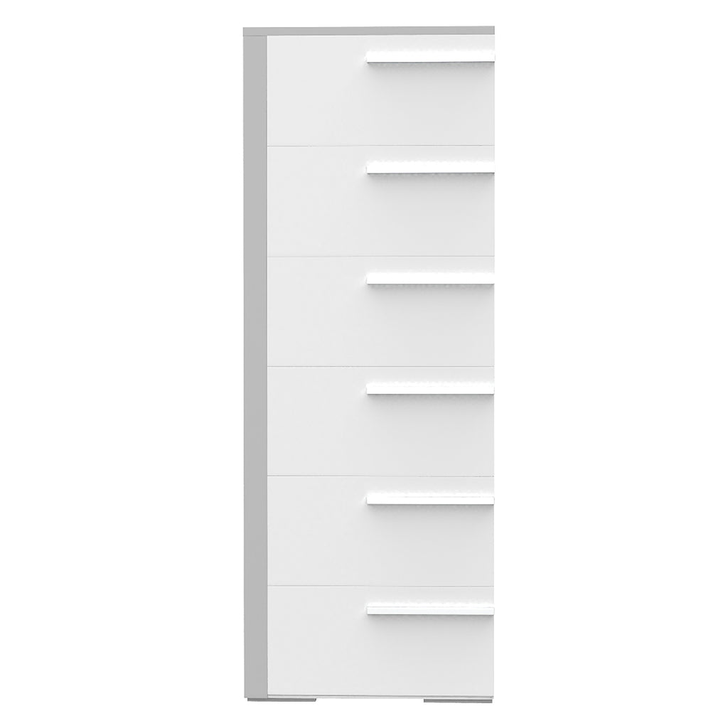 Commode 6 tiroirs gabriella pour chambre, gris clair & blanc