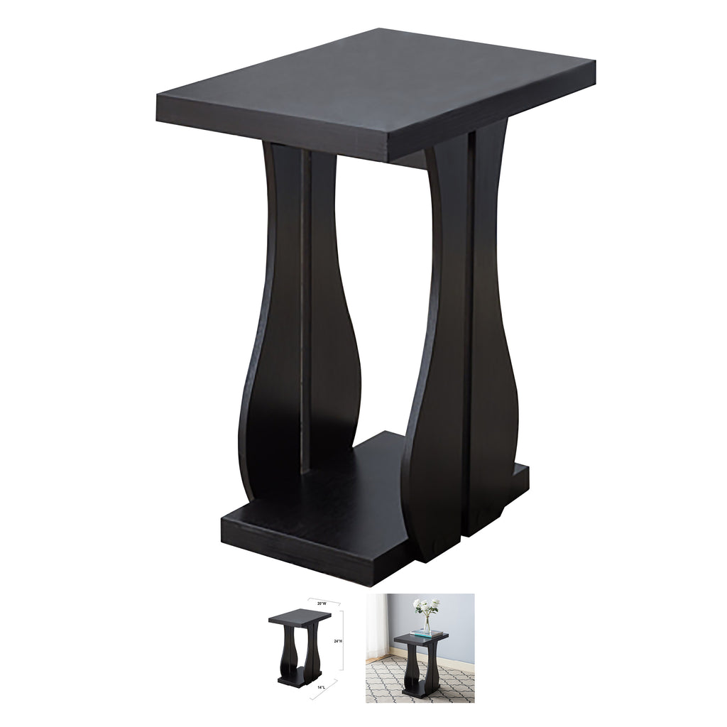 Table d'appoint Bebelelo - Pieds noirs et base en bois pour la décoration de la maison et du bureau, expresso