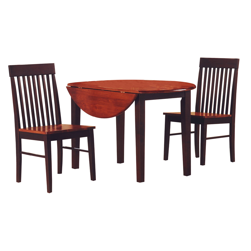 Bebelelo Ensemble dinette 3 pièces - Table à abattant et 2 chaises, Espresso & Dirty Oak