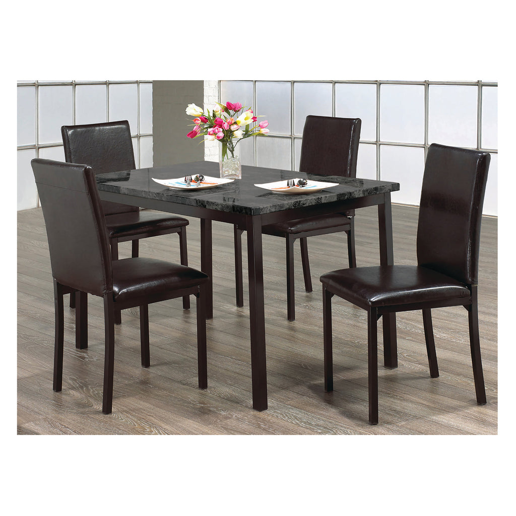 Ensemble table à manger 5 pièces Bebelelo, table en bois gris, chaise à coussin, pieds en métal argenté