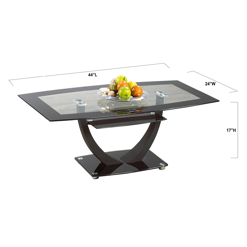 Bebelelo - Table basse 3 pièces et 2 tables d'appoint, plateau en verre noir et pieds en métal