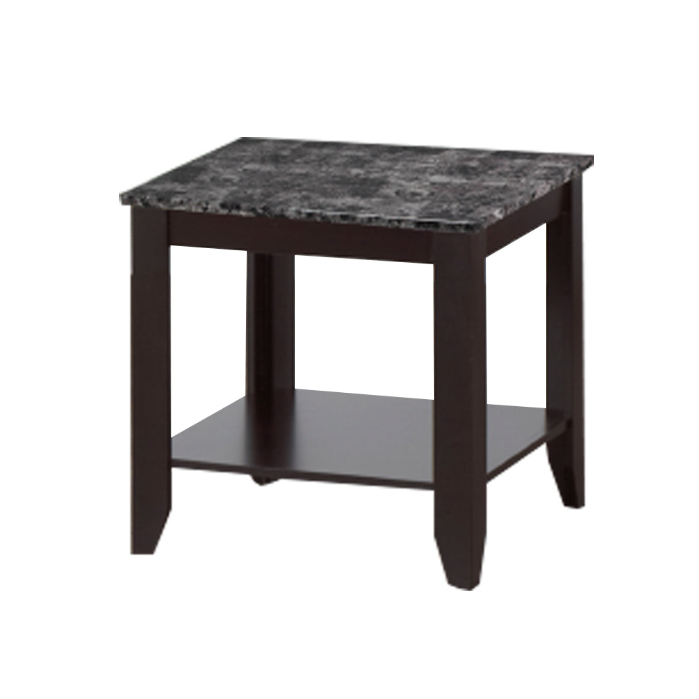 Table basse Bebelelo 3 pièces avec 2 tables d'appoint, faux marbre foncé pour Espresso