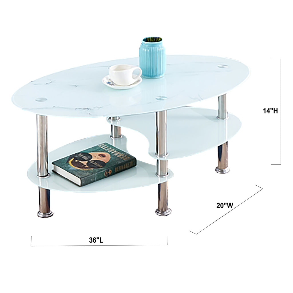 Table basse en verre marbré Bebelelo avec pieds chromés pour blanc