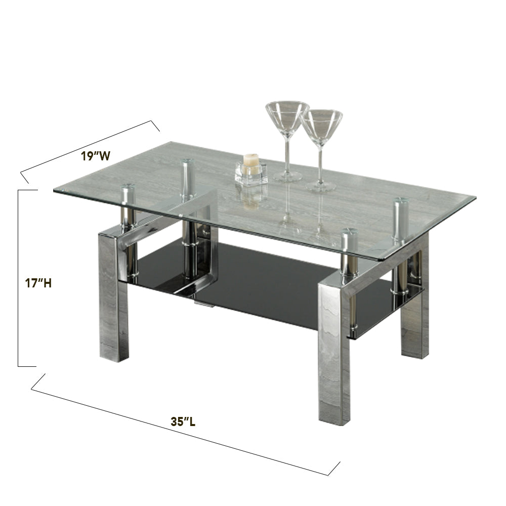 Bebelelo 3Pcs Table basse et 2 tables d'appoint, verre trempé brillant
