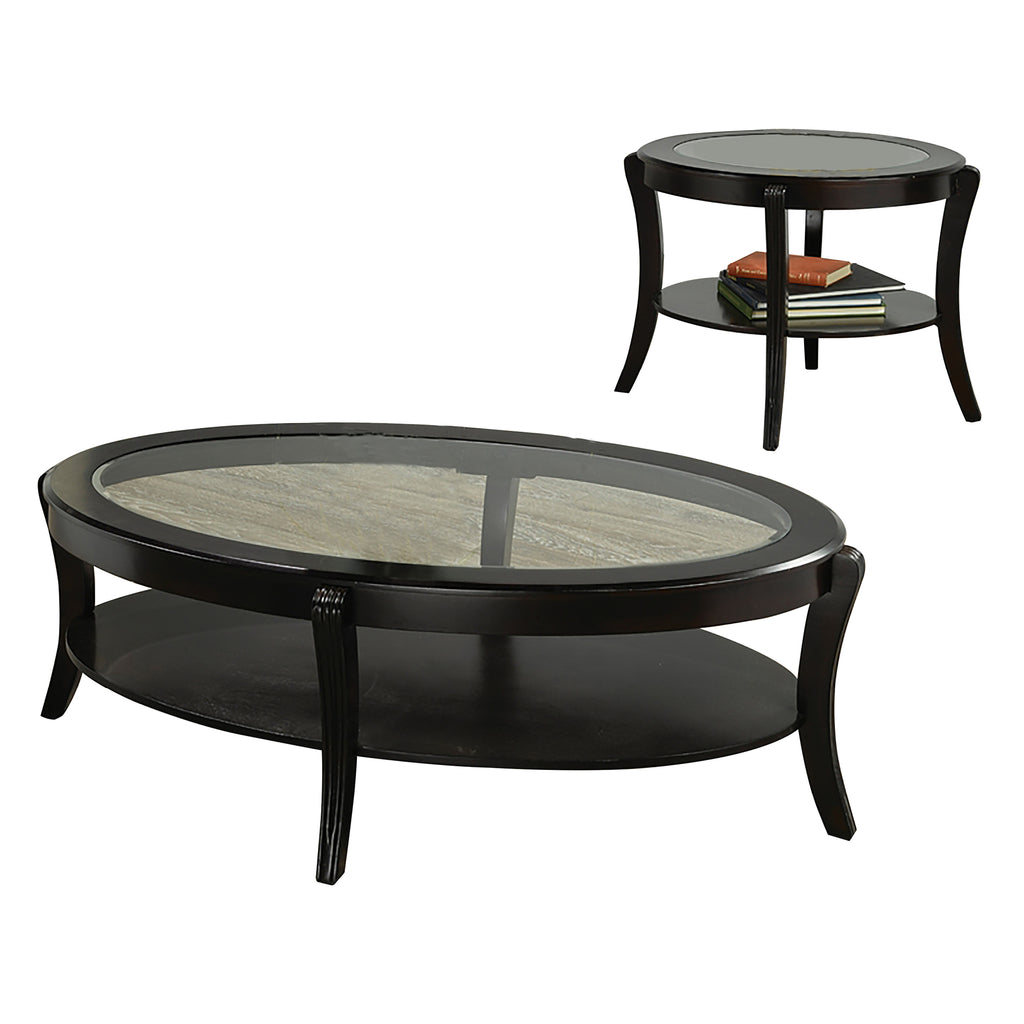 Bebelelo - Ensemble table basse 3 pièces avec 2 tables d'appoint, plateau rond en verre et noir