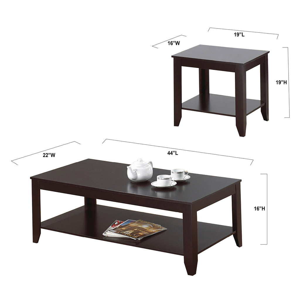 Bebelelo Set de table basse 3 pièces avec 2 tables d'appoint pour la décoration de la maison et du bureau, Espresso