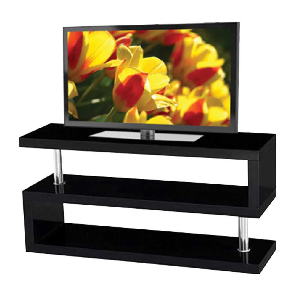 Bebelelo - Meuble TV moderne 48" avec 2 étagères de rangement, noir brillant