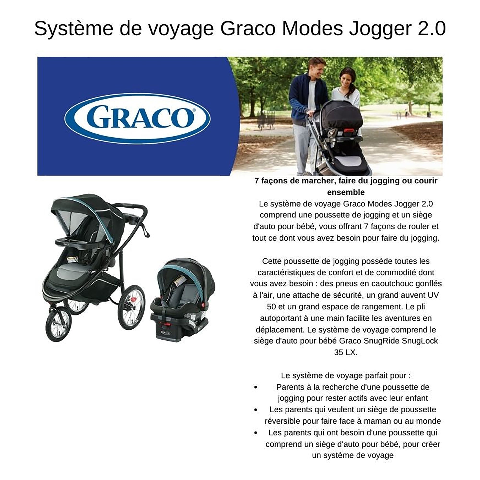 Système de voyage graco modes 3 roues 2.0 avec siège d'auto, palermo